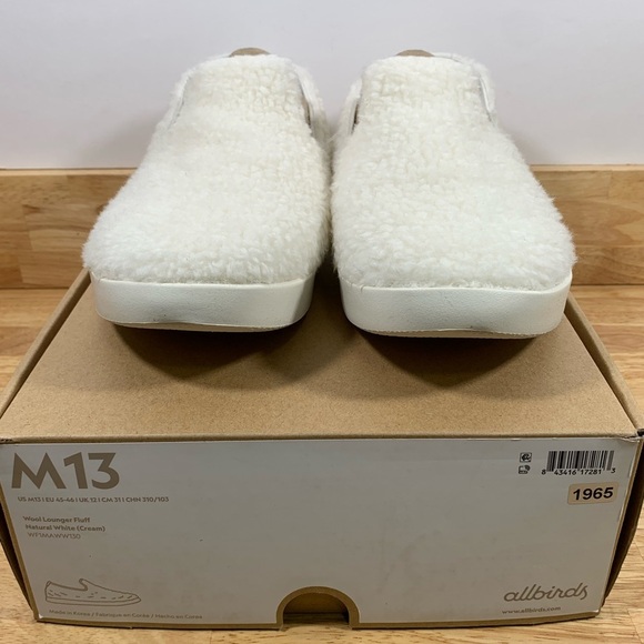 NEW‎ Wool Lounger Fluff Mens 13 Natural White Cream Merino Wool MF1MAWW130 - Picture 1 of 11